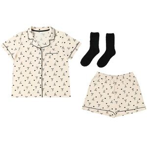 3 Piece Notch Collar Short PJ Set